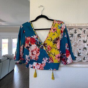 Band of Gypsies floral kimono crop top NWT size M